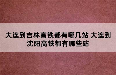 大连到吉林高铁都有哪几站 大连到沈阳高铁都有哪些站